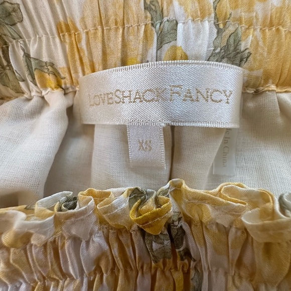 Love Shack Fancy Ruffle Silk Mini Skirt Lemon Daydream Size XS New Without Tags - Picture 6 of 7